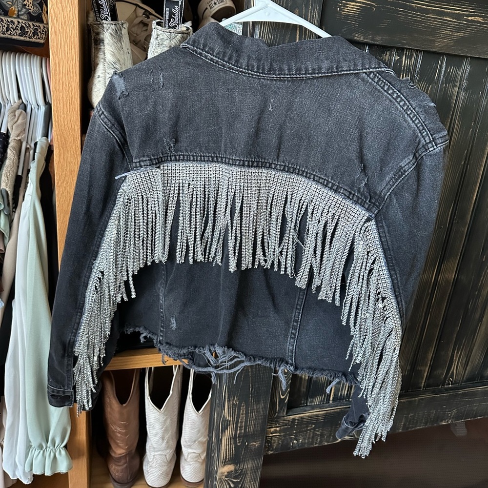 Rhinestone fringe jacket